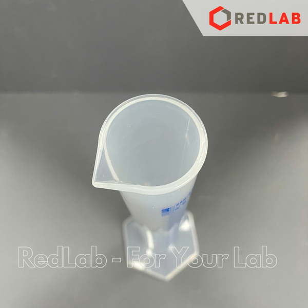 Ống đong trắng nhựa PP vạch sơn xanh ISOLAB Class B, 25 50 100 250 500 1000 ml, printed scale cylinders, có VAT