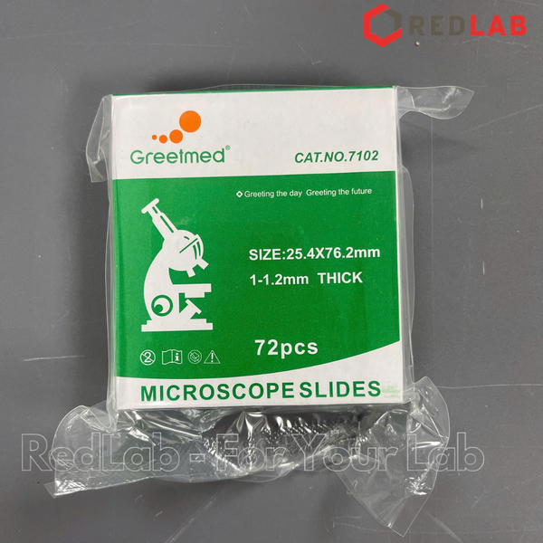 Lam kính hiển vi GREETMED trơn 7102 / nhám 7105 dày 1-1.2mm (hộp 72 cái) microscope slide, có VAT
