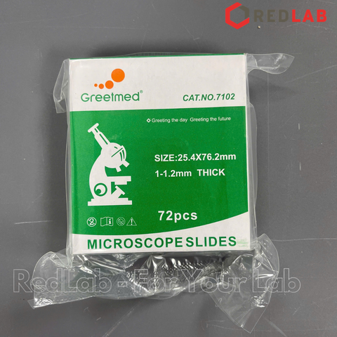 Lam kính hiển vi GREETMED trơn 7102 / nhám 7105 dày 1-1.2mm (hộp 72 cái) microscope slide, có VAT
