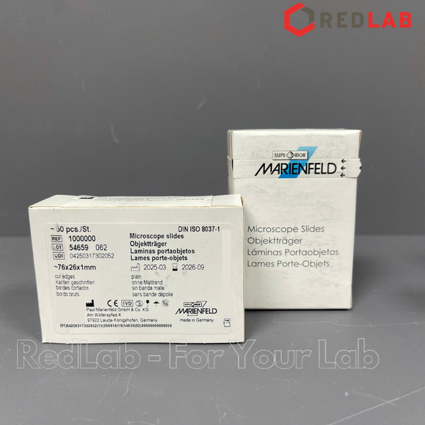 Lam kính trơn / nhám 76x26mm MARIENFELD microscope slide 1000000 / 1000200 (hộp 50 cái) dày ~1mm, có VAT