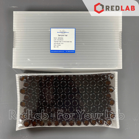 Lọ đựng mẫu sắc ký vial 4ml 13-425 MEMBRANE SOLUTIONS trắng / nâu, Nắp vặn đen có lỗ / nắp kín, có VAT