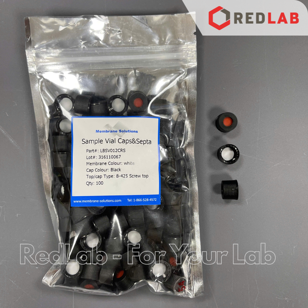 Lọ đựng mẫu sắc ký vial 2ml 8-425 MEMBRANE SOLUTIONS trắng / nâu, Nắp vặn đen có lỗ / septa xẻ rãnh / nắp kín, có VAT