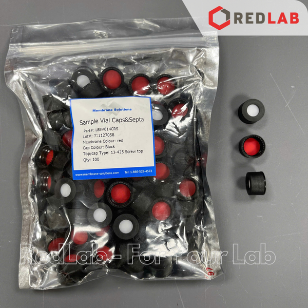 Lọ đựng mẫu sắc ký vial 4ml 13-425 MEMBRANE SOLUTIONS trắng / nâu, Nắp vặn đen có lỗ / nắp kín, có VAT