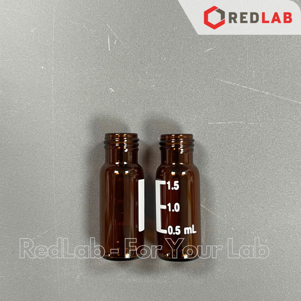 Lọ đựng mẫu sắc ký vial 2ml 9-425 MEMBRANE SOLUTIONS trắng / nâu, Nắp vặn xanh có lỗ / septa xẻ rãnh / nắp kín, có VAT