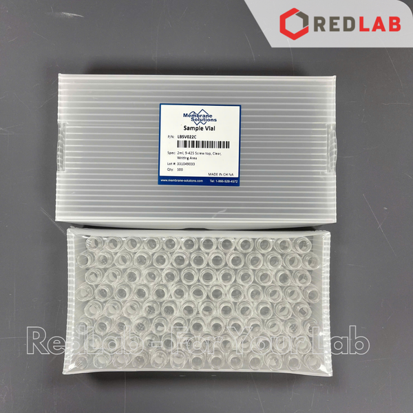 Lọ đựng mẫu sắc ký vial 2ml 9-425 MEMBRANE SOLUTIONS trắng / nâu, Nắp vặn xanh có lỗ / septa xẻ rãnh / nắp kín, có VAT
