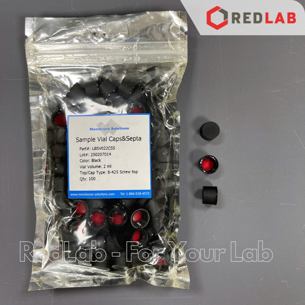 Lọ đựng mẫu sắc ký vial 2ml 8-425 MEMBRANE SOLUTIONS trắng / nâu, Nắp vặn đen có lỗ / septa xẻ rãnh / nắp kín, có VAT