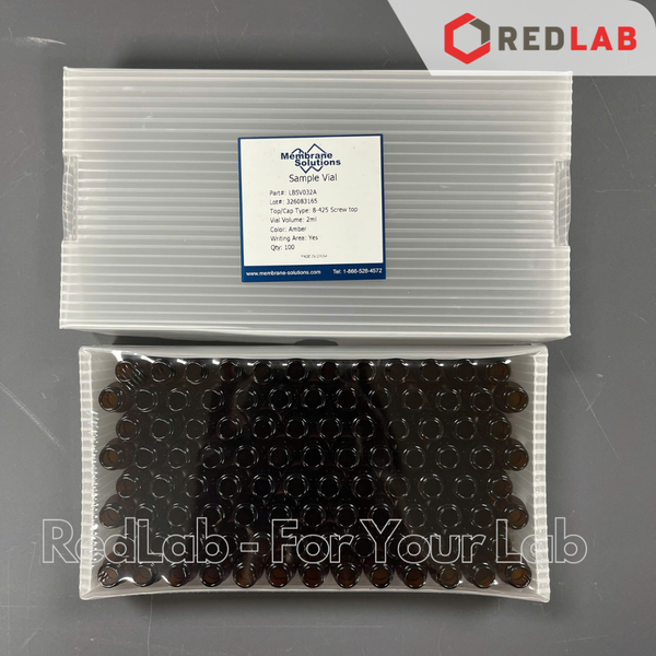 Lọ đựng mẫu sắc ký vial 2ml 8-425 MEMBRANE SOLUTIONS trắng / nâu, Nắp vặn đen có lỗ / septa xẻ rãnh / nắp kín, có VAT