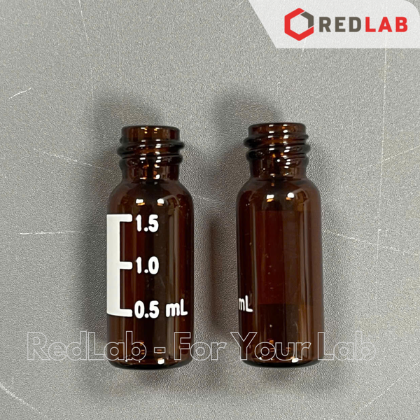 Lọ đựng mẫu sắc ký vial 2ml 8-425 MEMBRANE SOLUTIONS trắng / nâu, Nắp vặn đen có lỗ / septa xẻ rãnh / nắp kín, có VAT