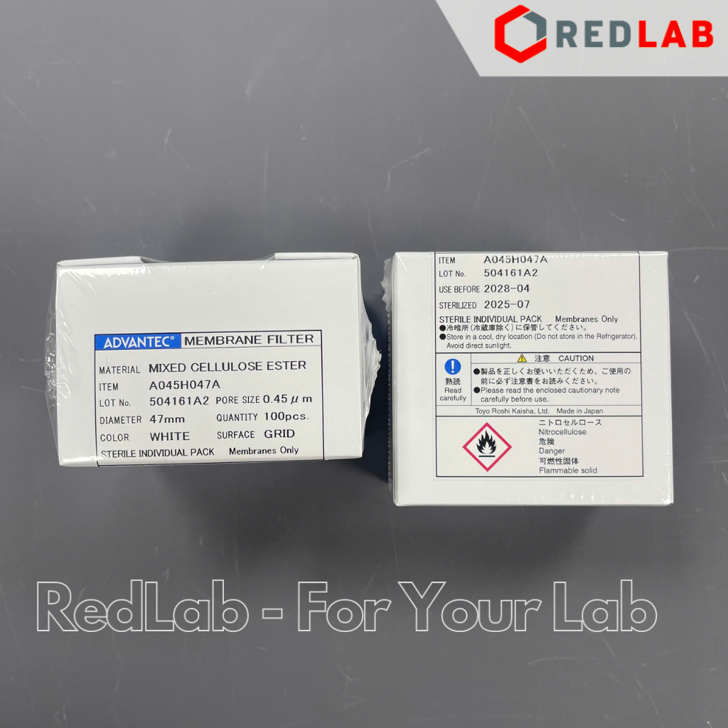 Màng lọc vi sinh MCE Ø 47mm 0.45um ADVANTEC A045H047A kẻ sọc, tiệt trùng từng tờ (hộp 100 tờ) có VAT