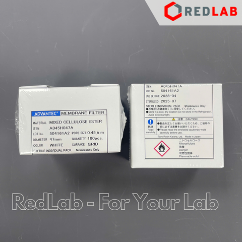 Màng lọc vi sinh MCE Ø 47mm 0.45um ADVANTEC A045H047A kẻ sọc, tiệt trùng từng tờ (hộp 100 tờ) có VAT