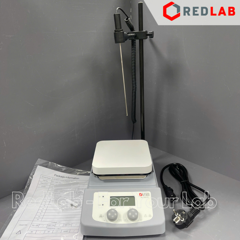 Máy khuấy từ gia nhiệt DLAB MS-H380-Pro (8130261115) max 1500 rpm, 380°C, 5 lít H2O, gồm sensor nhiệt, màn hình LCD, có VAT