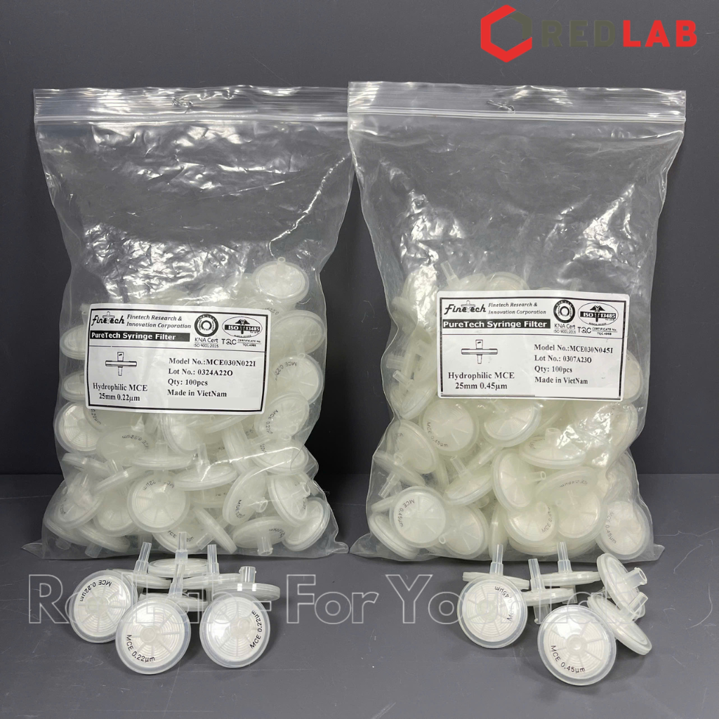 Đầu lọc Syringe MCE đường kính 25mm, lỗ lọc 0.22µm và 0.45µm không tiệt trùng Finetech MCE030N022I và MCE030N045I, giá tốt, có VAT