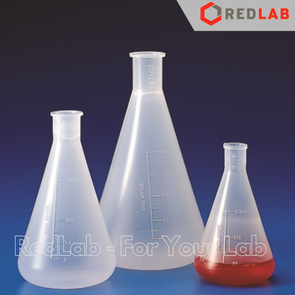 Bình tam giác nhựa miệng hẹp KARTELL 125 250 500 1000 ml, chia vạch, plasic conical erlenmeyter flask, có VAT
