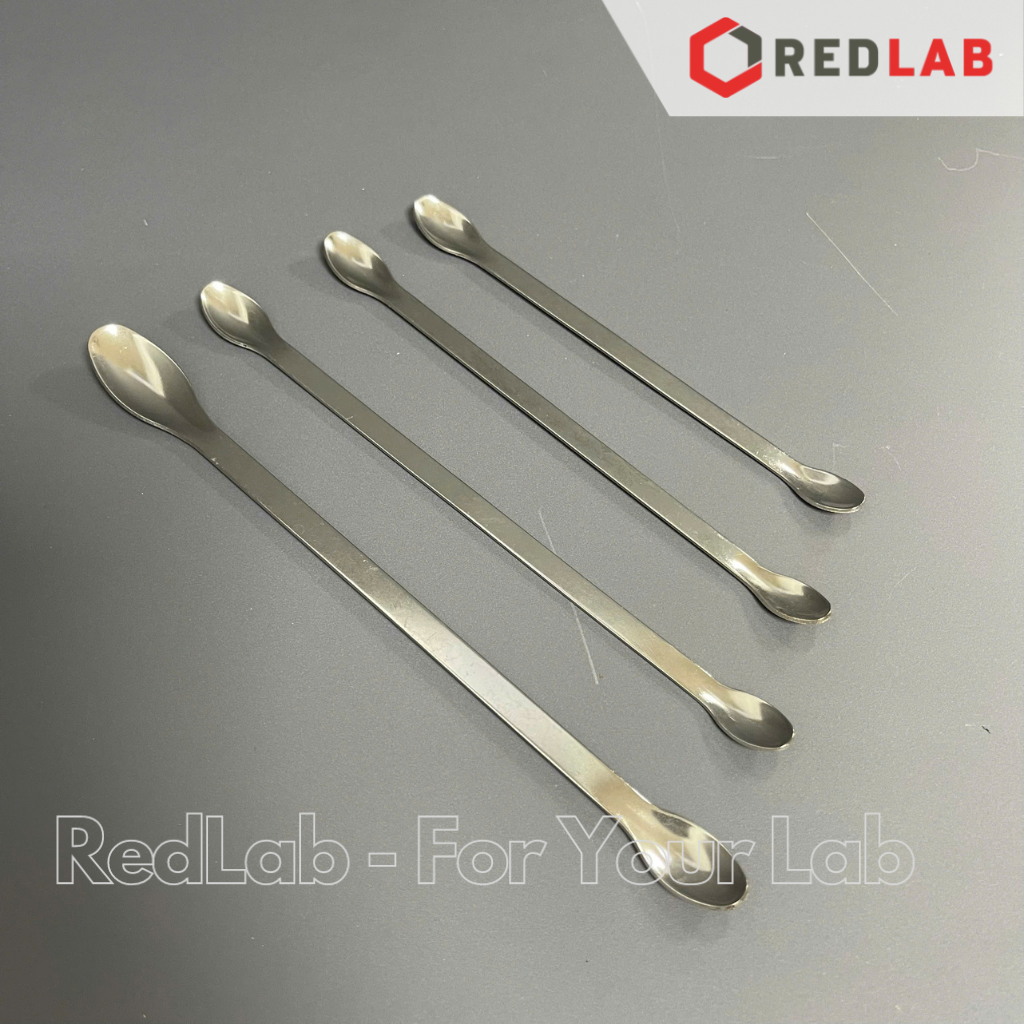 Thìa xúc hóa chất 2 đầu tròn inox ONELAB 16 18 20 22 cm, thìa cân, muỗng múc mẫu thí nghiệm, có VAT
