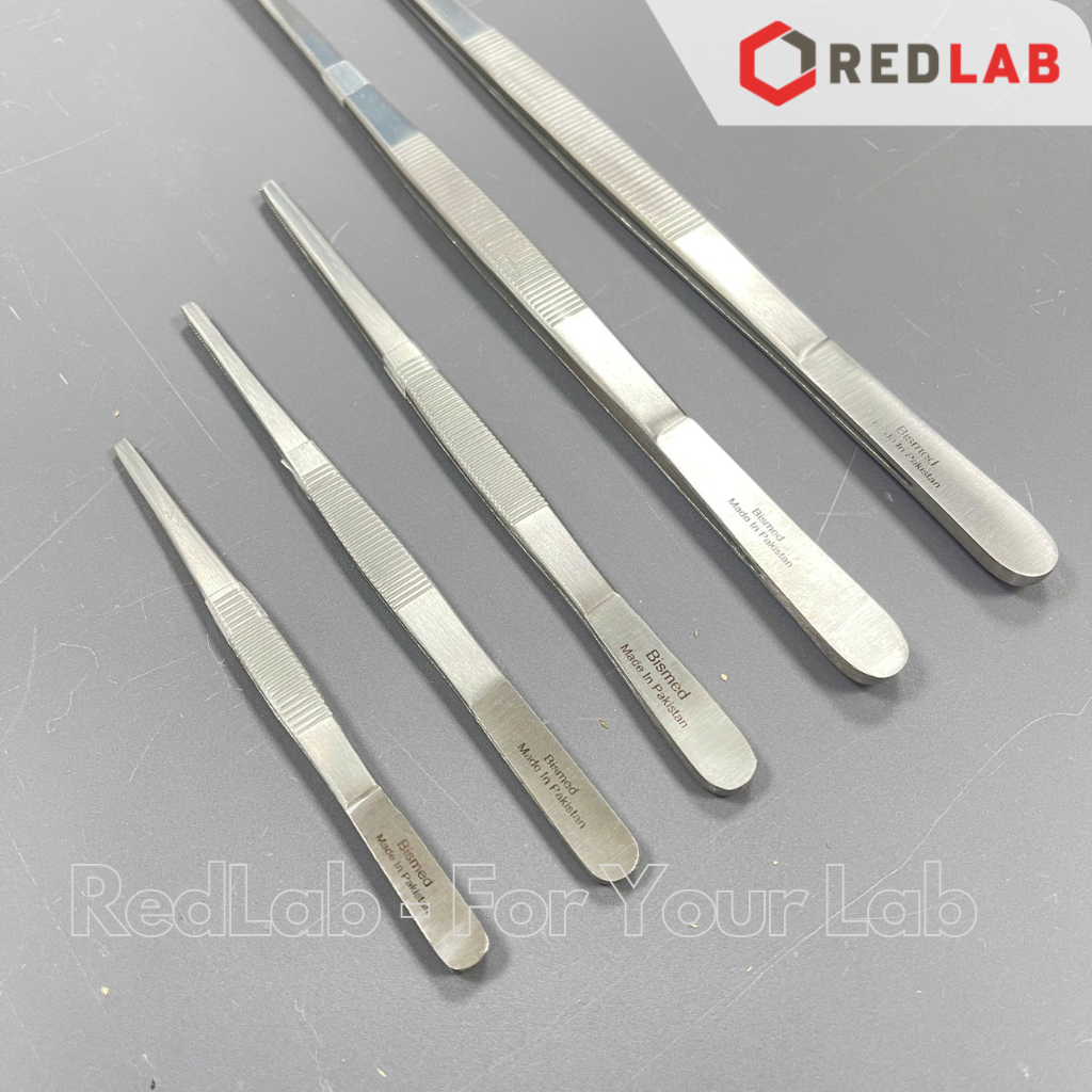 Nhíp thẳng đầu tù không mấu có gờ Pakistan 12 14 16 18 20 25 30 cm, dùng trong lab thí nghiệm, có VAT