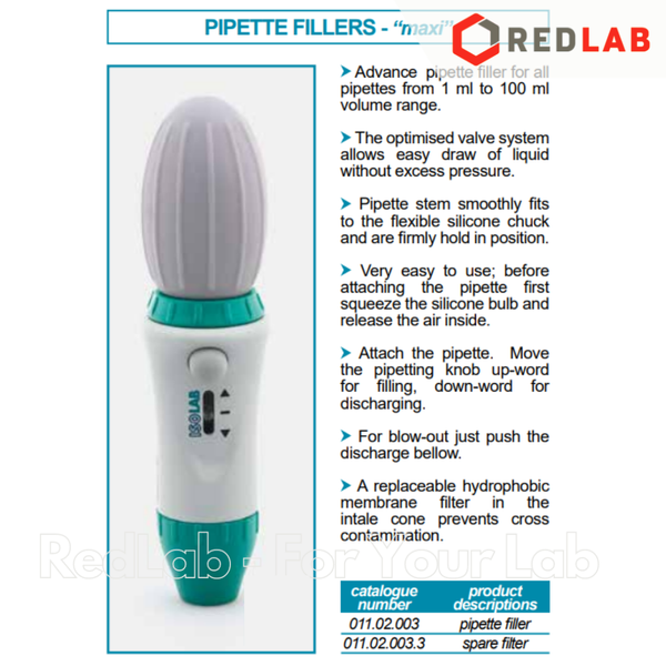 Dụng cụ trợ hút cho pipet 1-100ml ISOLAB 011.02.003 pipette filler, maxi, dùng trong thí nghiệm, có VAT