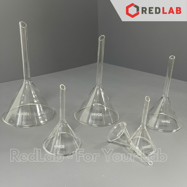 Phễu thủy tinh ONELAB Ø 40 50 60 75 90 100 150 mm, dùng chiết rót dung dịch, mẫu thí nghiệm, hương liệu, có VAT