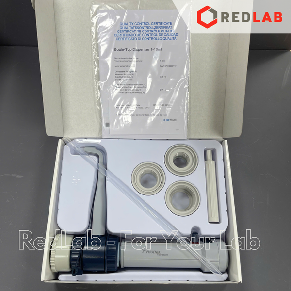 Dispenser PHOENIX Instrument 0.5-5 1-10 2.5-25 5-50 ml, bơm định lượng và phân phối mẫu thí nghiệm, có VAT