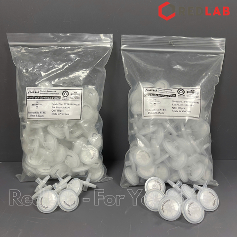 Đầu lọc Syringe PTFE đường kính 25mm, lỗ lọc 0.22um và 0.45µm không tiệt trùng Finetech PTFE030N022I và PTFE030N045I, giá tốt, có VAT