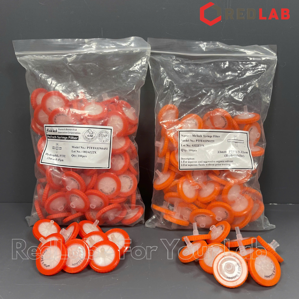 Đầu lọc Syringe PTFE đường kính 33mm, lỗ lọc 0.22µm và 0.45µm không tiệt trùng Finetech PTFE033N022I và PTFE033N045I, giá tốt, có VAT