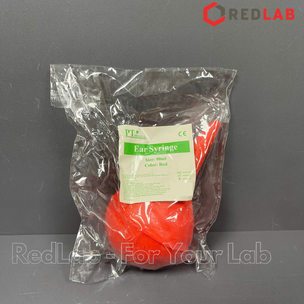 Quả bóp cao su 1 van 90ml PT Medical (boa đỏ vệ sinh liền vòi / ear syringe) có VAT