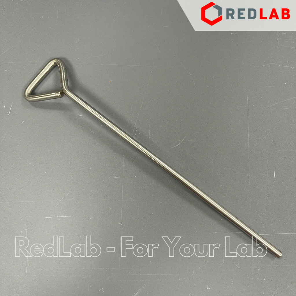 Que trang inox 20cm loại dày (que cấy trải vi sinh / que tam giác) dùng trong thí nghiệm nuôi cấy nấm men vi sinh, có VAT