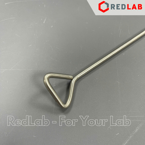 Que trang inox 20cm loại dày (que cấy trải vi sinh / que tam giác) dùng trong thí nghiệm nuôi cấy nấm men vi sinh, có VAT