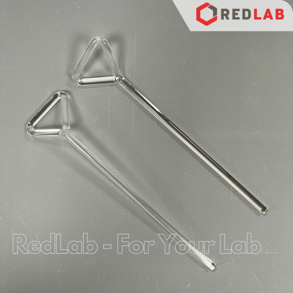 Que trang thủy tinh (que cấy trải vi sinh / que tam giác) dùng trong thí nghiệm nuôi cấy nấm men vi sinh, có VAT