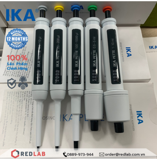 Micropipet đơn kênh IKA Pette vario 0.1-2 0.5-10 2-20 10-100 20-200 100-1000 ul 0.5-5 1-10 ml, hấp autoclave, có VAT