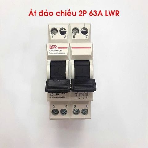 Át đảo chiều 2 pha 63A LWR cầu dao đảo chiều dạng aptomat