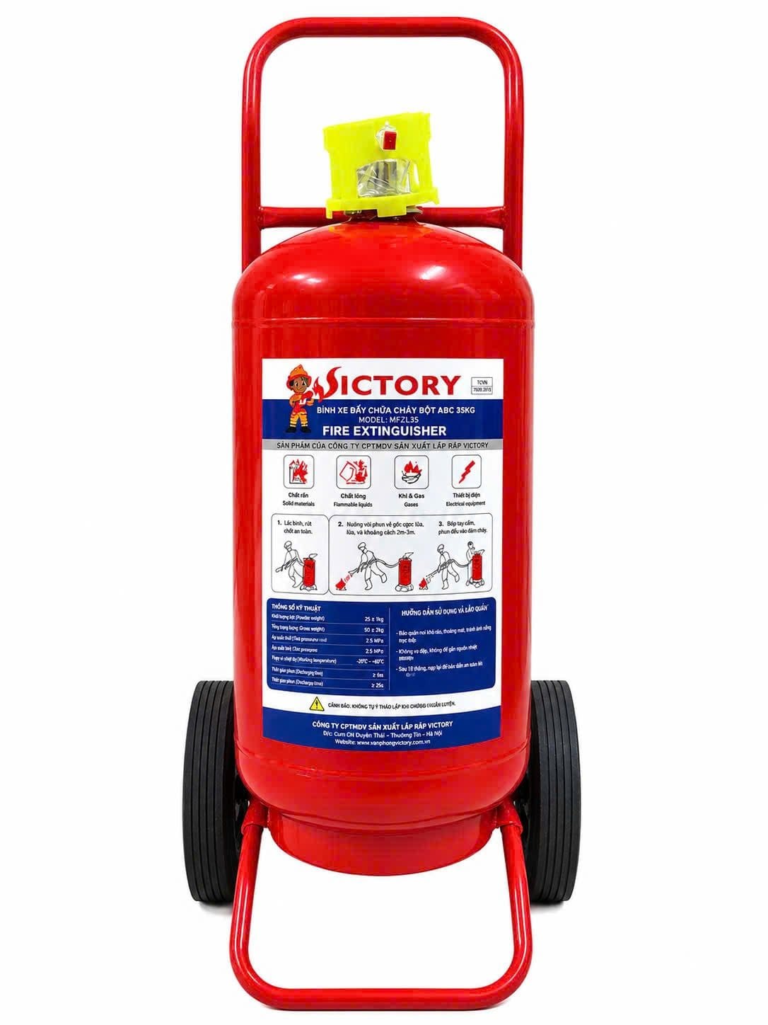  Bình chữa cháy xe đẩy bột ABC 35kg Victory/VN 