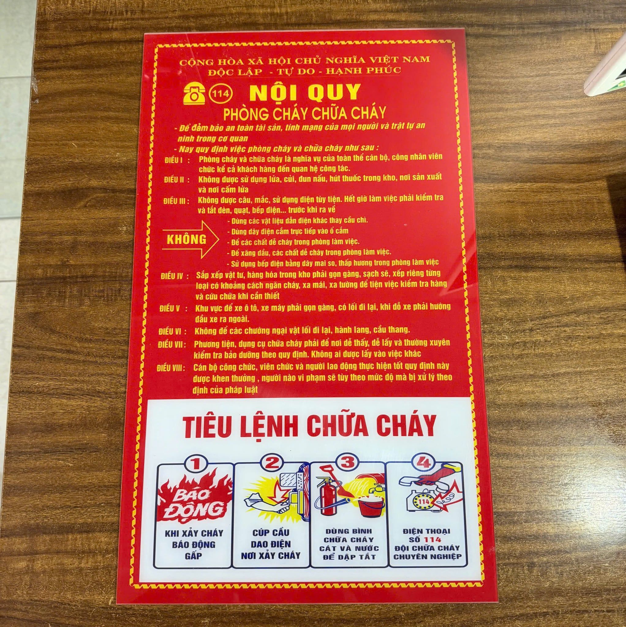  Nội quy tiêu lệnh kết hợp mica 