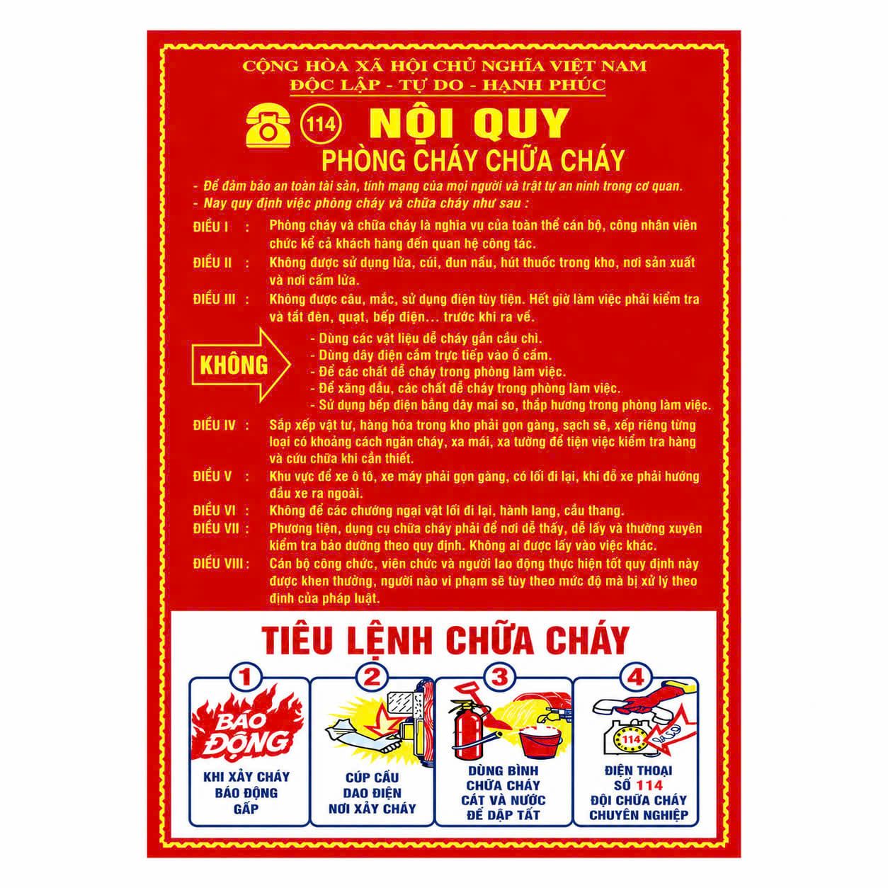  Nội quy tiêu lệnh kết hợp mica 