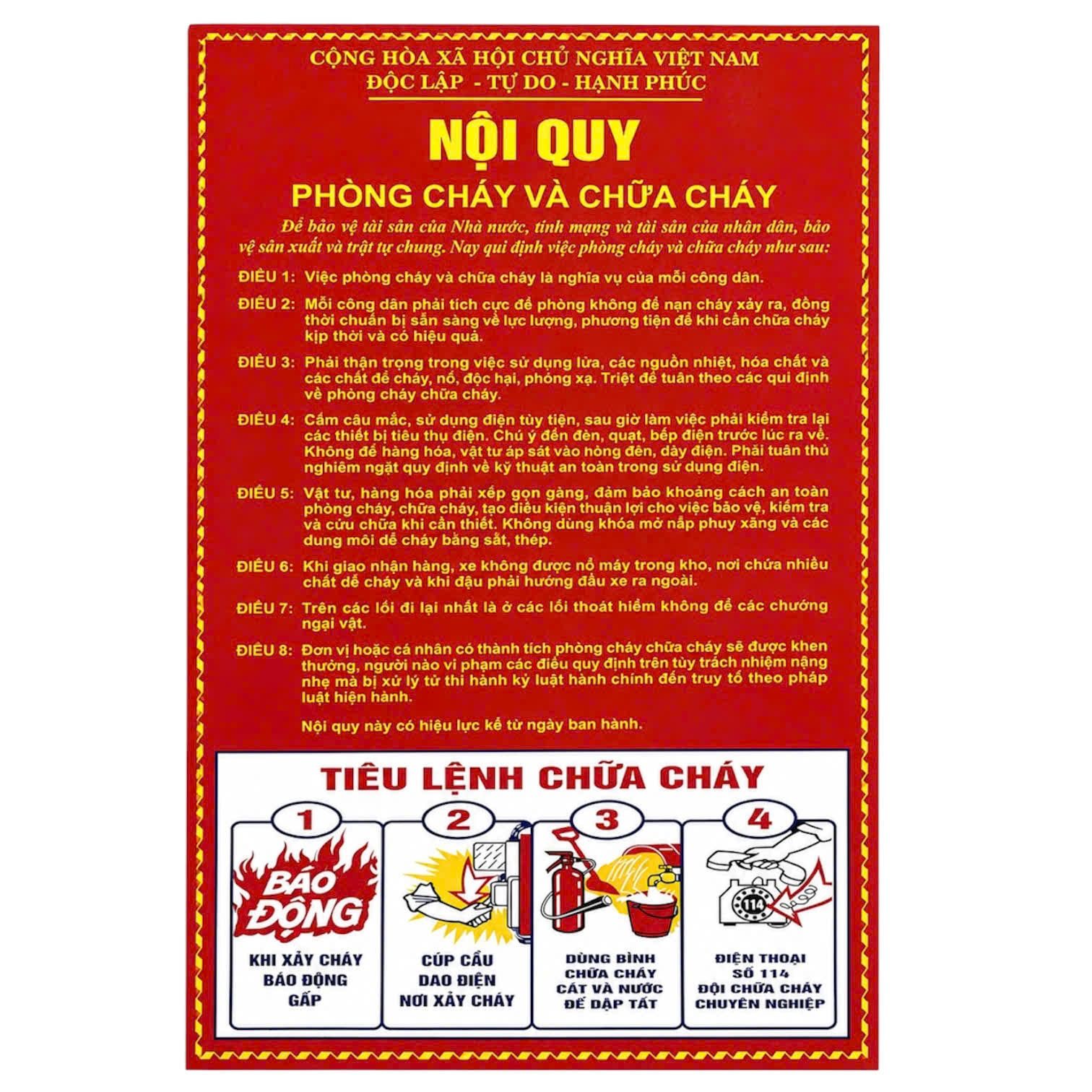  Nội quy tiêu lệnh kết hợp tôn 