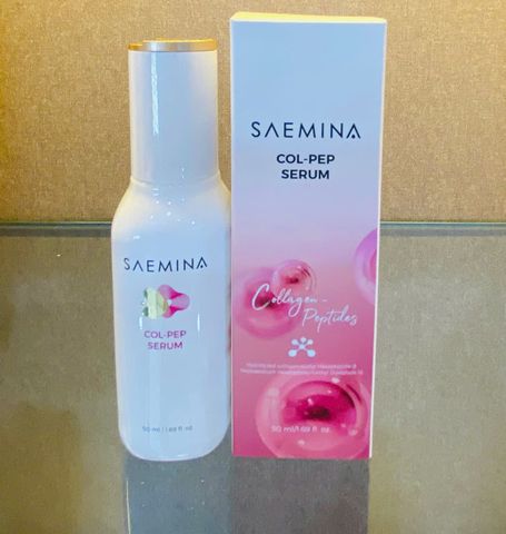  Serum dưỡng ẩm cải thiện đàn hồi Saemina Col-Pep Serum Collagen cá thủy phân bổ sung 19 loại amino axit cho da, đồng thời chứa HA giúp cấp ẩm và giữ ẩm suốt cả ngày dài. Ứng dụng cơ chế tự thực bào giúp phục hồi và tái tạo làn da 