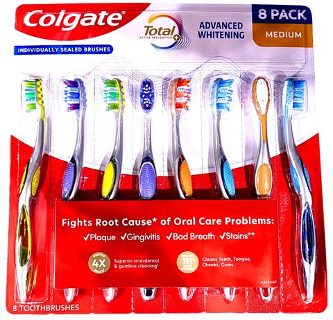 Bàn Chải Colgate Total Advanced Whitening 8 Cây – Medium (mềm vừa)