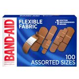 BAND-AID Flexible Fabric 100 Miếng – Băng Cá Nhân Vải Co Giãn, Nhiều Kích Thước, Tiện Dụng
