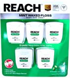 REACH Mint Waxed Dental Floss 100 YD – Chỉ Nha Khoa Có Sáp Hương Bạc Hà (Vỉ 5 Hộp)