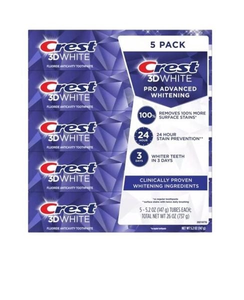 Kem đánh răng Crest 3D White Pro Advanced Whitening (5 Pack)