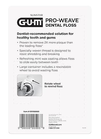 GUM Pro-Weave Dental Floss Mint – Chỉ Nha Khoa Chống Tưa, Hương Bạc Hà, 3 Cuộn Lớn + 2 Mini