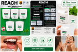 REACH Mint Waxed Dental Floss 100 YD – Chỉ Nha Khoa Có Sáp Hương Bạc Hà (Vỉ 5 Hộp)
