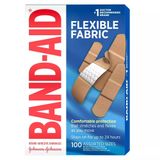 BAND-AID Flexible Fabric 100 Miếng – Băng Cá Nhân Vải Co Giãn, Nhiều Kích Thước, Tiện Dụng