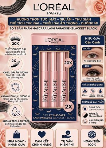 Mascara L’Oréal Lash Paradise – Dày & Dài Mi Tức Thì, Không Vón, Không Lem