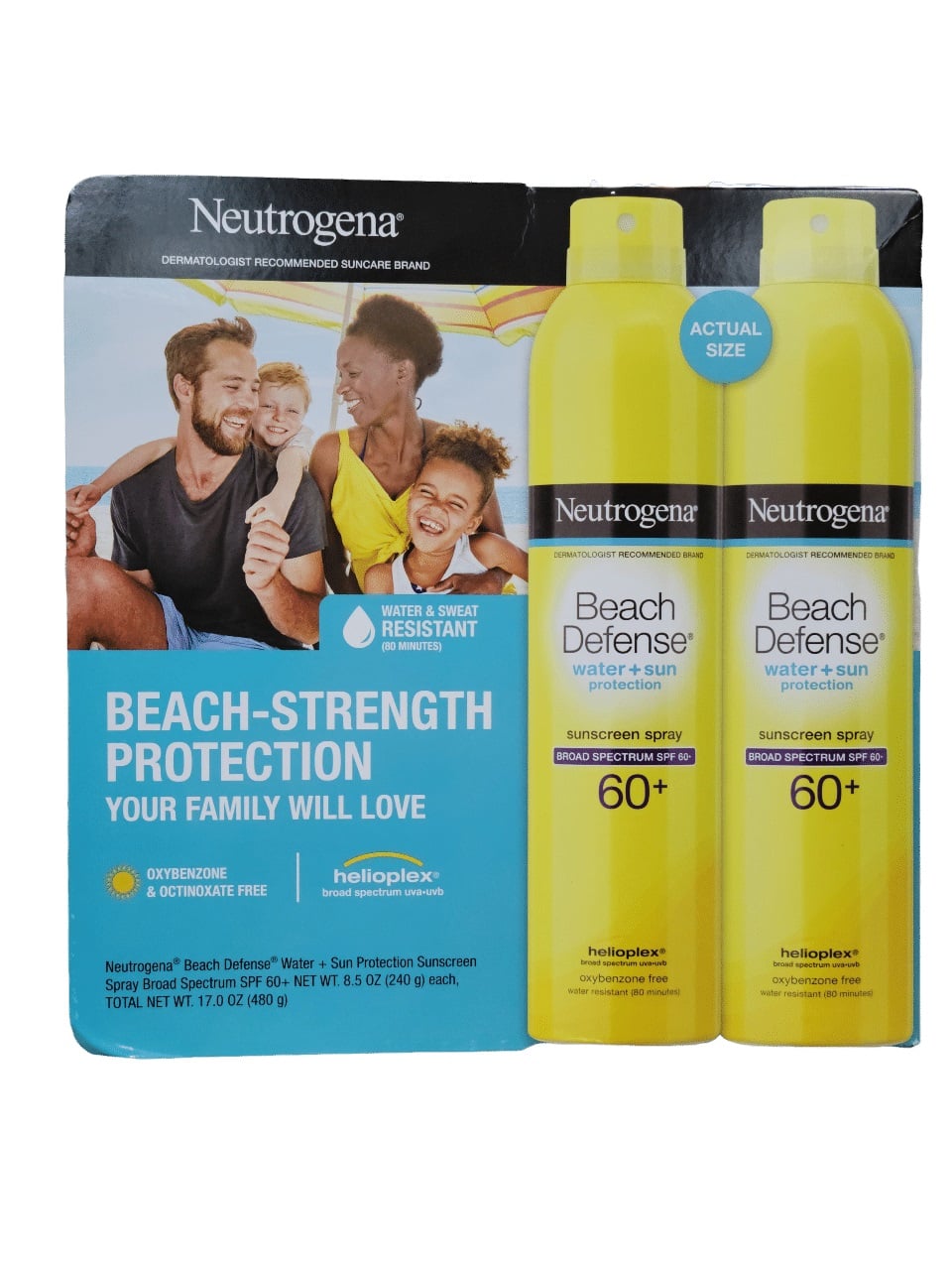 Bộ 2 Xịt Chống Nắng Neutrogena SPF 60 Beach Defense Chống Nước & Mồ Hôi, Dành Cho Cả Gia Đình