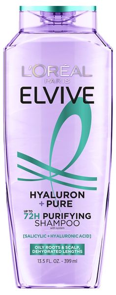 Dầu Gội Thanh Lọc & Cấp Ẩm 72H Cho Tóc Dầu L'Oréal Elvive Hyaluron Pure