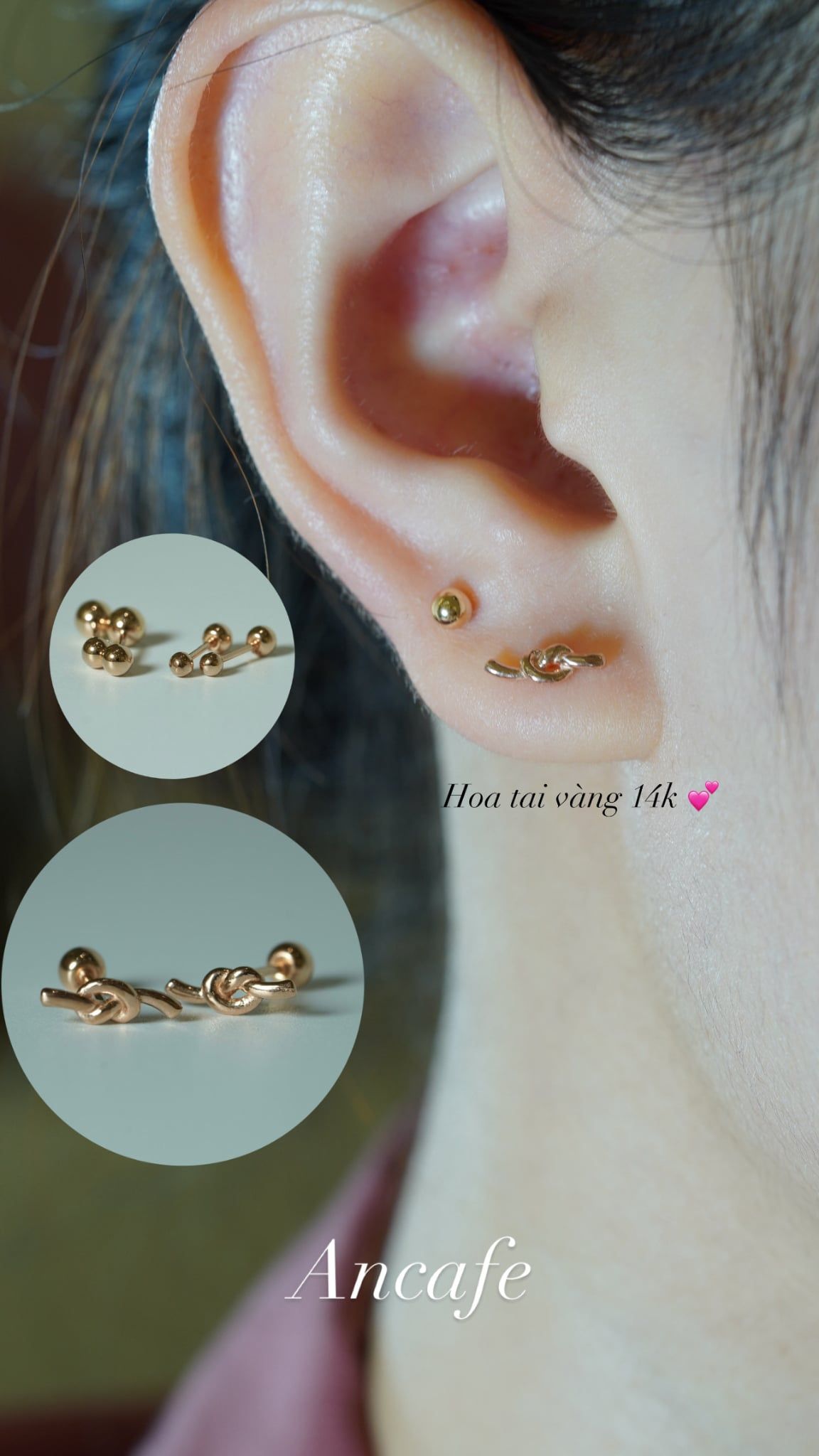 Hoa tai vàng 14k Knot (ER-GLD-101)