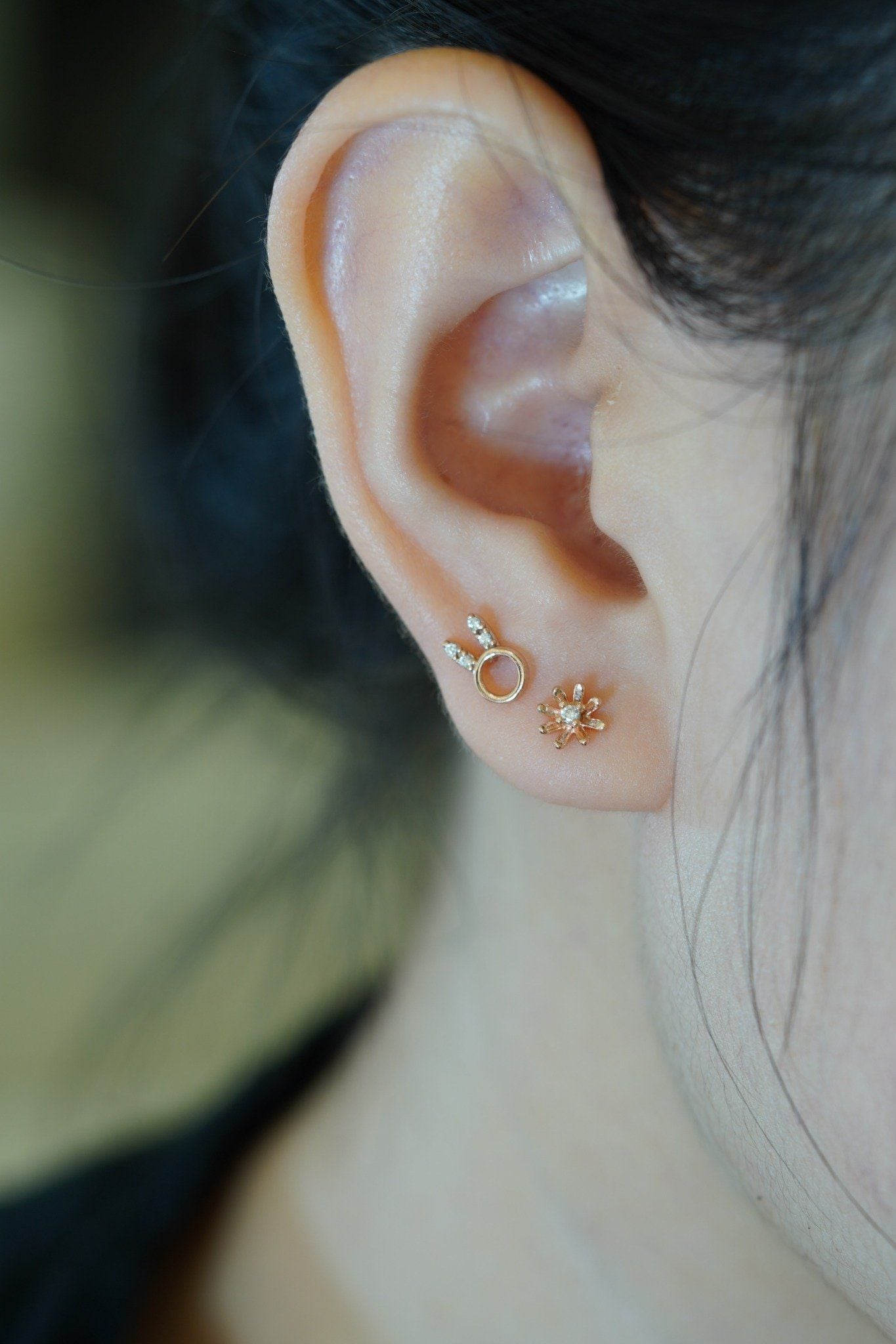 Hoa tai vàng 14K bông hoa 8 cánh