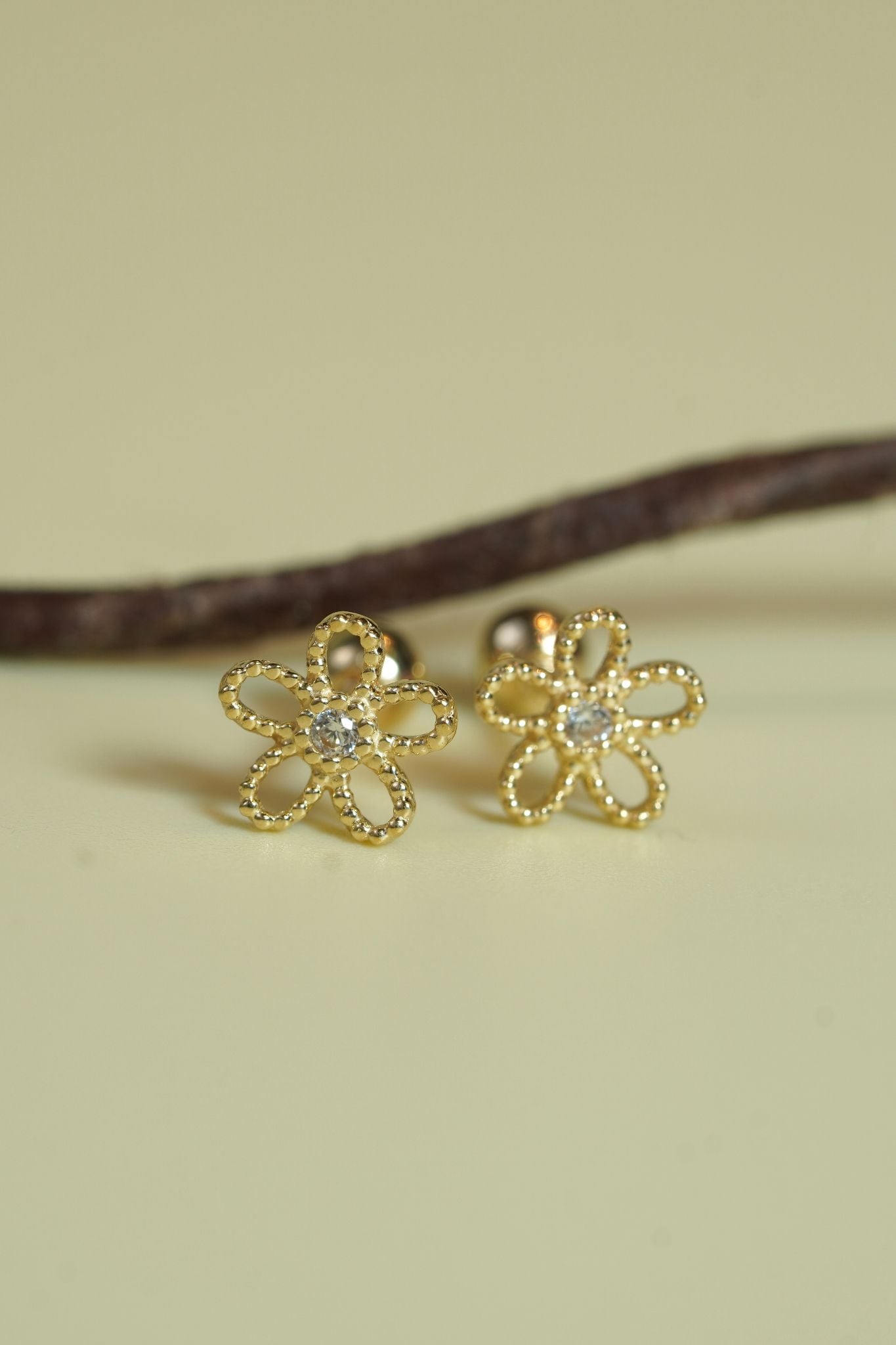 Hoa tai vàng 14k hoa nụ đá(ER-GLD-070)