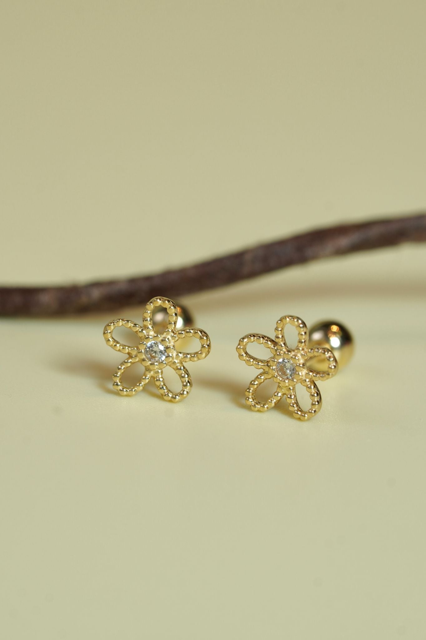 Hoa tai vàng 14k hoa nụ đá(ER-GLD-070)