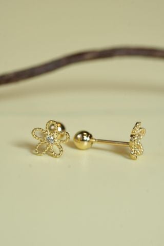  Hoa tai vàng 14K bông hoa 5 cánh 
